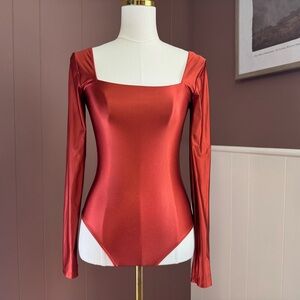 Babaton Satinette Squareneck Long Sleeve Bodysuit